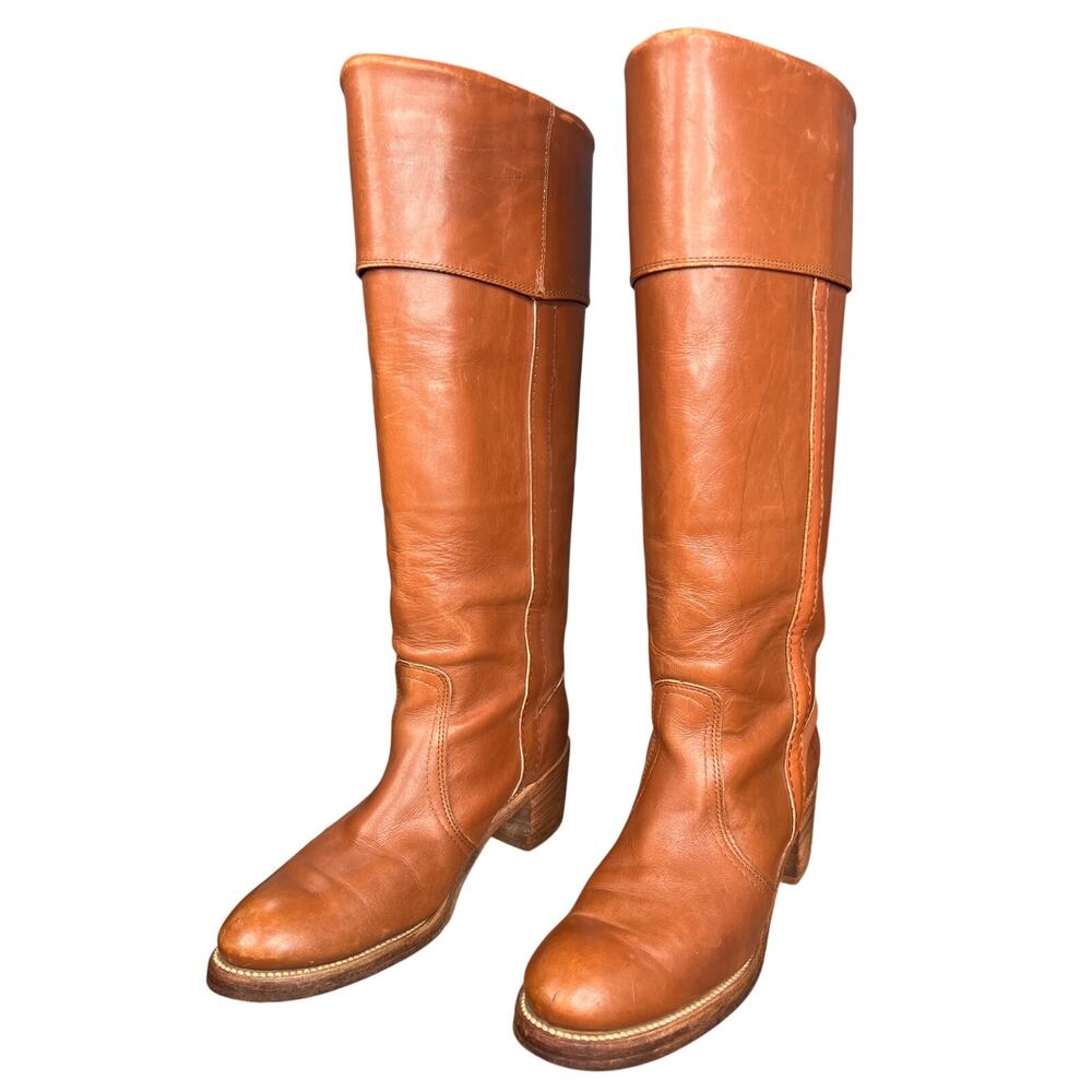 Vintage Frye Women’s Pirate Brown Leather Campus Boot Size US 8.5 - Picture 6 of 11
